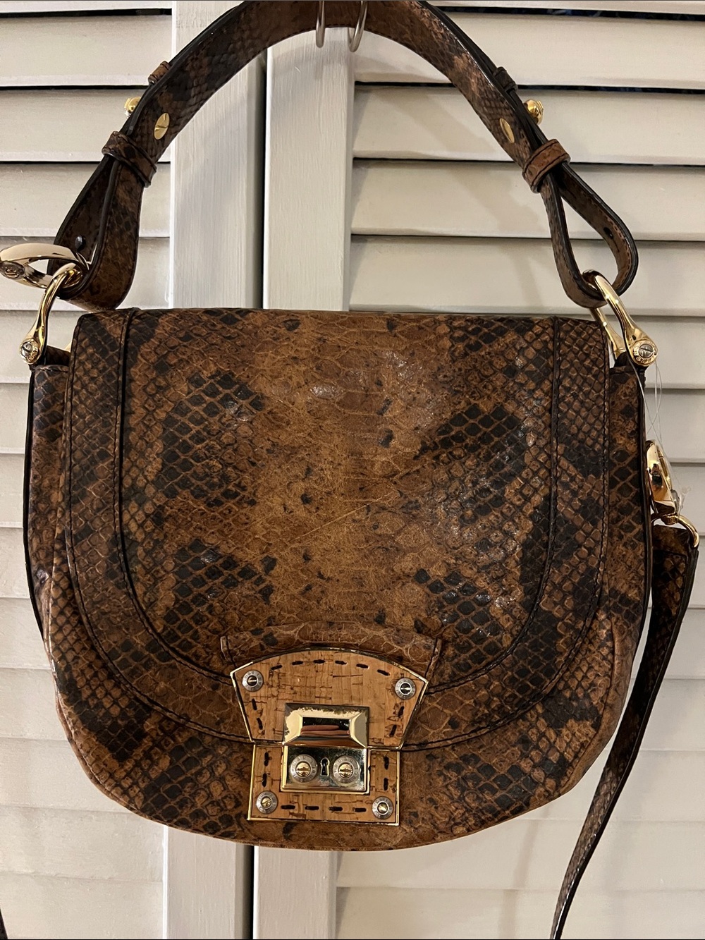 New Henri Bendel Embossed Snake Leather Shoulder or Crossbody
